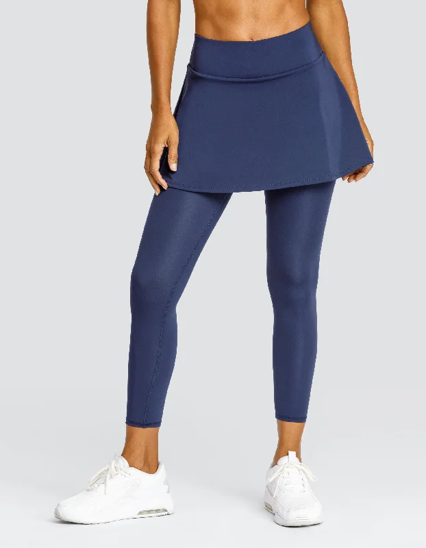 SKIPPER MID-RISE SKIRTED LEGGING - NAVY BLUE Comfortable Bootcut Workout Leggings