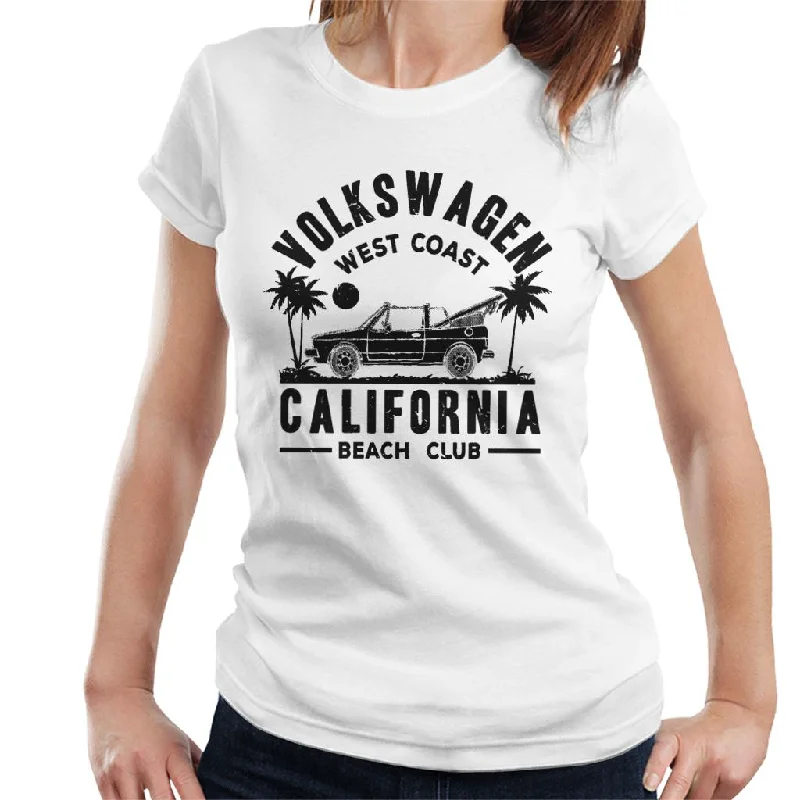 Official Volkswagen West Coast California Black Text Women's T-Shirt-- Spandex Blend Rayon Blend Denim Blend
