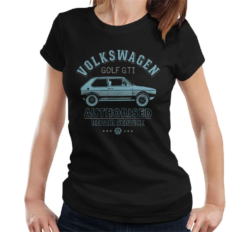 Official Volkswagen Blue Golf GTI Repairs Women's T-Shirt-- Faux Fur Fabric Real Fur Fabric Shearling Fabric