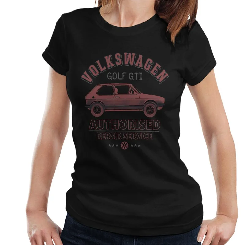 Official Volkswagen Red Golf GTI Repairs Women's T-Shirt-- Silk Blend Satin Velvet