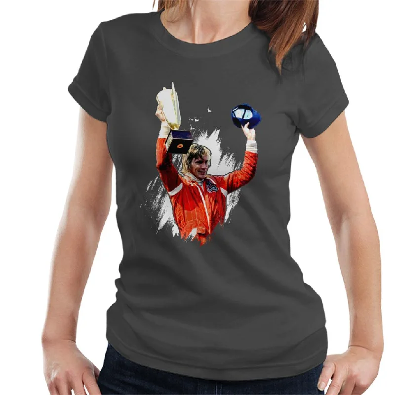 Motorsport Images James Hunt French GP Victory Women's T-Shirt-- Polka Dot Checkered Tartan