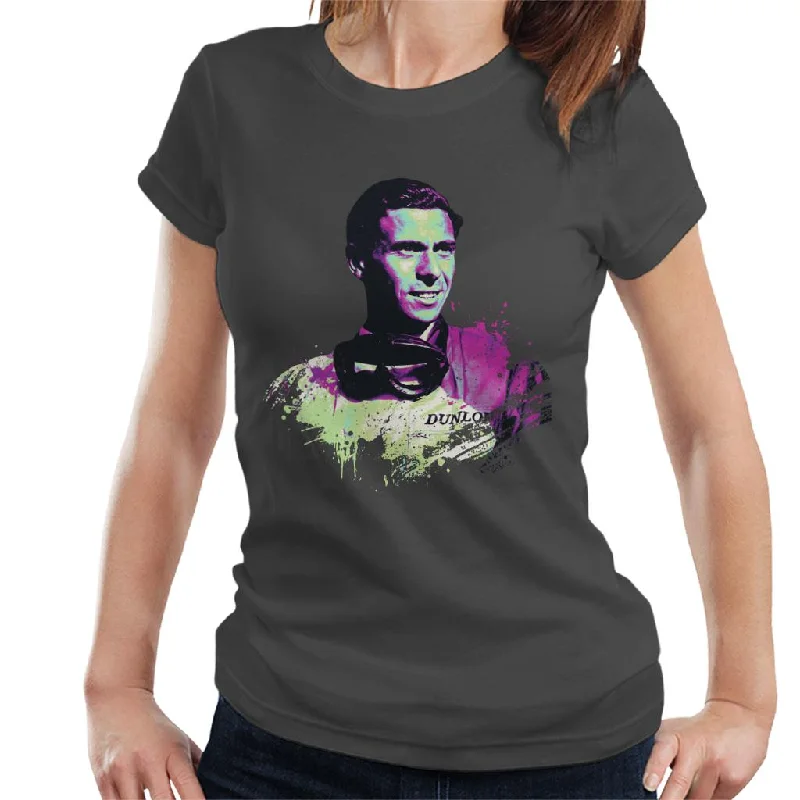 Motorsport Images Portrait Of Jim Clark Women's T-Shirt-- Solid Color Striped Floral