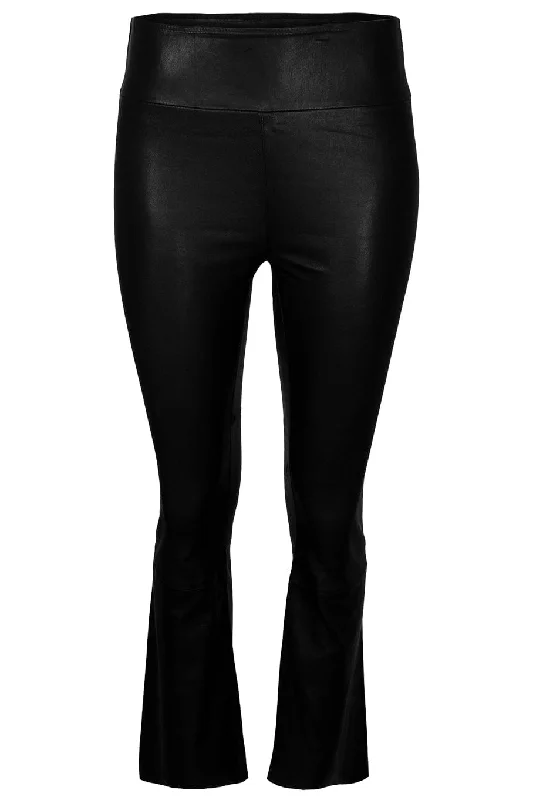 Crop Flare Legging - Black Fashionable Ribbed Knit Leggings