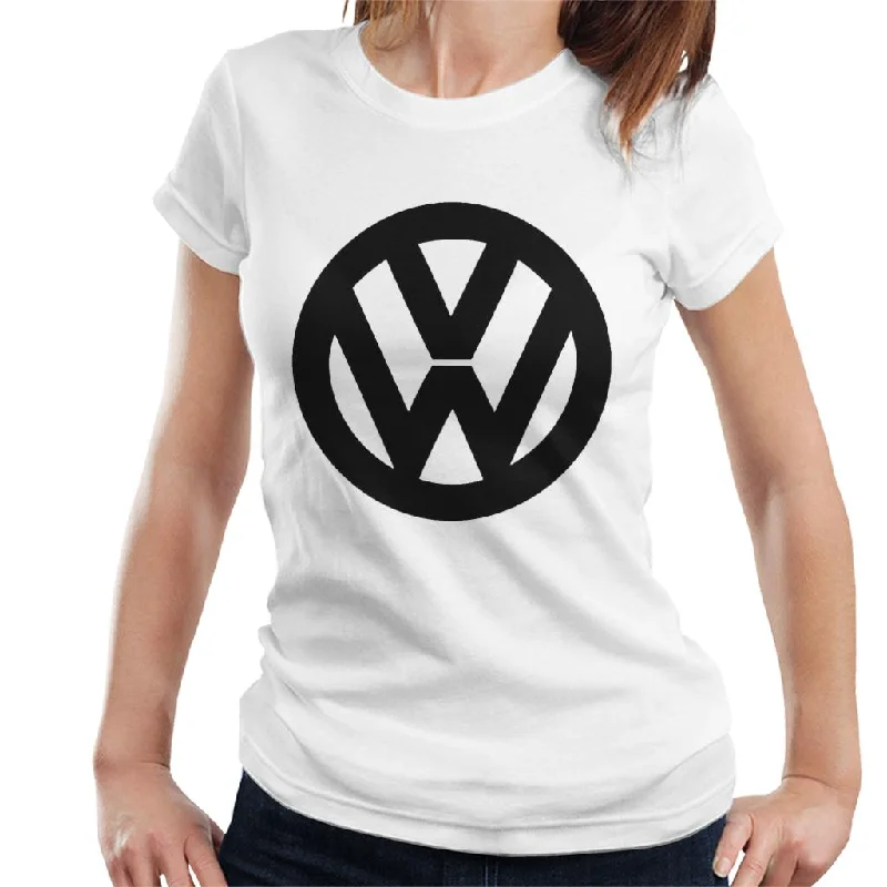 Official Volkswagen Classic Black VW Logo Women's T-Shirt-- Real Fur Shearling Chenille