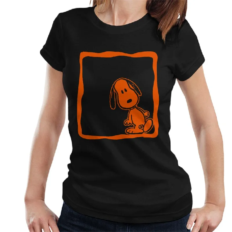 Peanuts Snoopy Frame Lean Neon Women's T-Shirt-- Denim Fabric Leather Fabric Suede Fabric