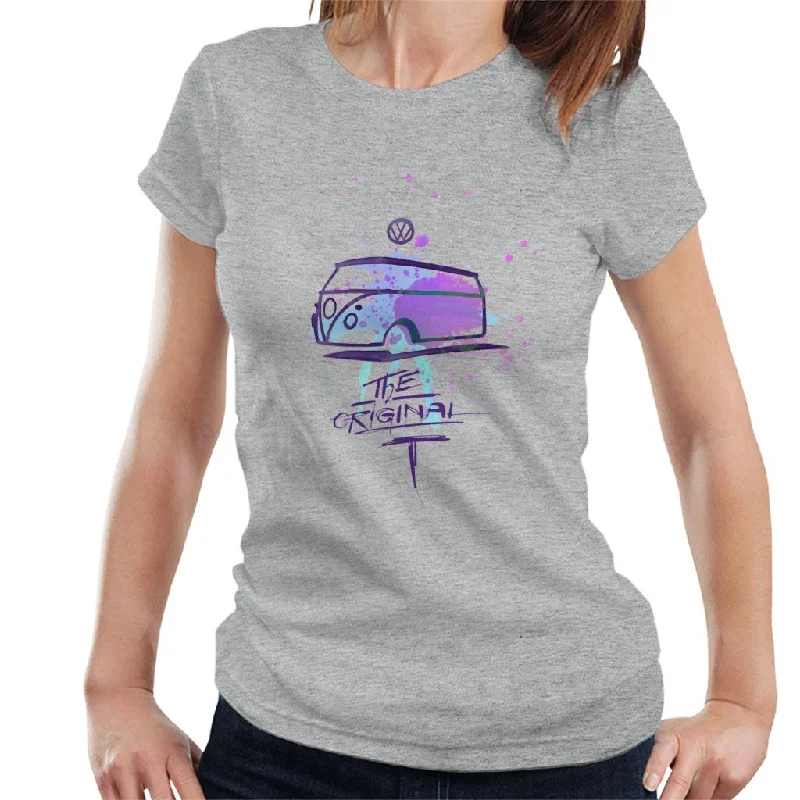 Volkswagen The Original Camper Paint Splatter Art Women's T-Shirt-- Collared Crew Neck Turtle Neck