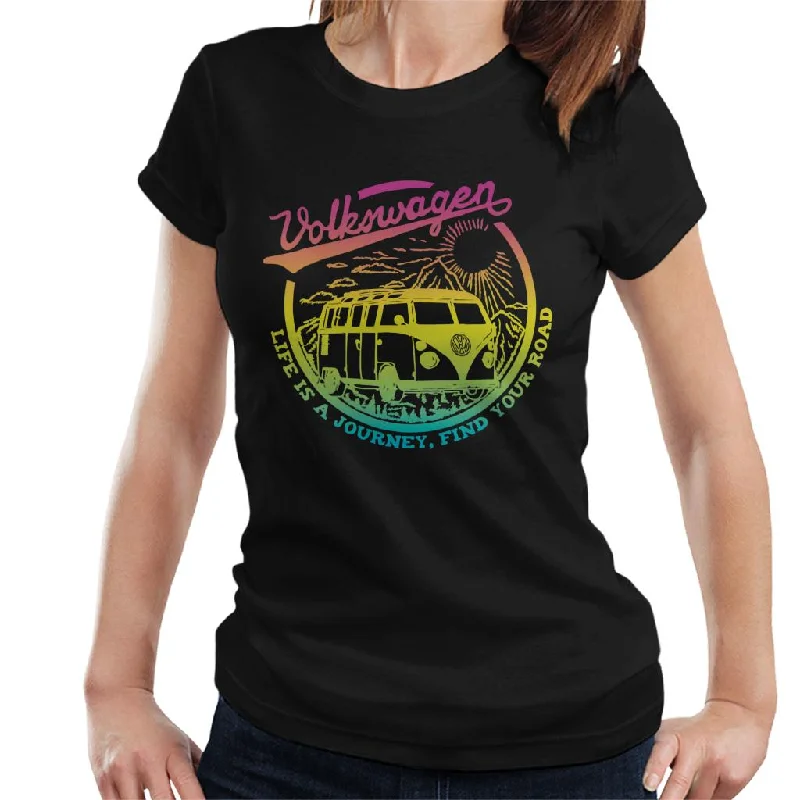 Volkswagen Life Is A Journey Women's T-Shirt-- Asymmetrical Pockets Print