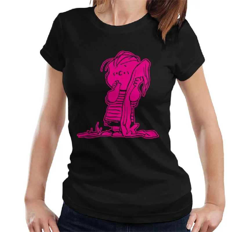 Peanuts Linus Van Pelt Neon Women's T-Shirt-- Spandex Blend Rayon Blend Denim Blend