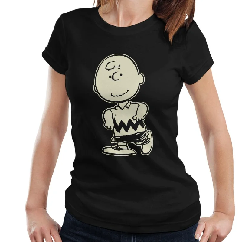 Peanuts Charlie Brown Glow In The Dark Women's T-Shirt-- Seamless Knitted Crochet