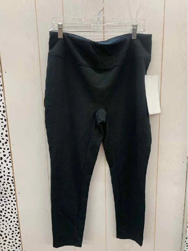 Woman With Control Black Womens Size 10/12P Leggings Stylish Stretch-Waist Leggings