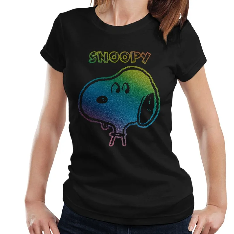 Peanuts I Am Snoopy Rainbow Women's T-Shirt-- Collared Crew Neck Turtle Neck