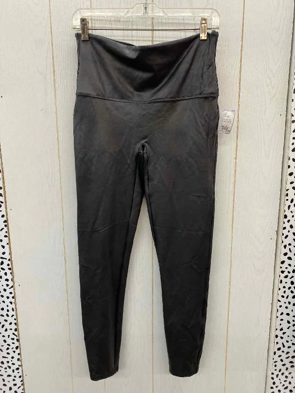 Spanx Black Womens Size L/XL Leggings Stylish Side-Stripe Leggings