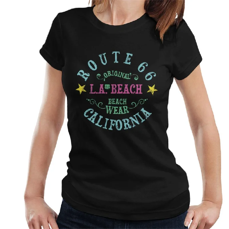 Route 66 LA Beach Wear Women's T-Shirt-- Mesh Fabric Canvas Fabric Denim Fabric