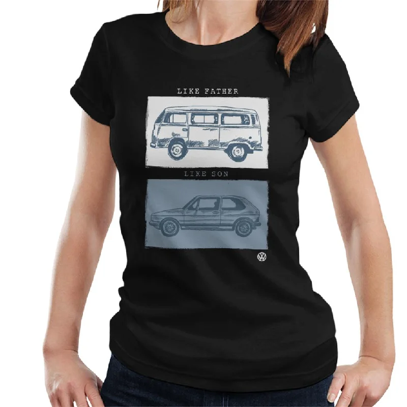 Volkswagen Like Father Like Son Women's T-Shirt-- Handmade Hand-knitted Hand-woven