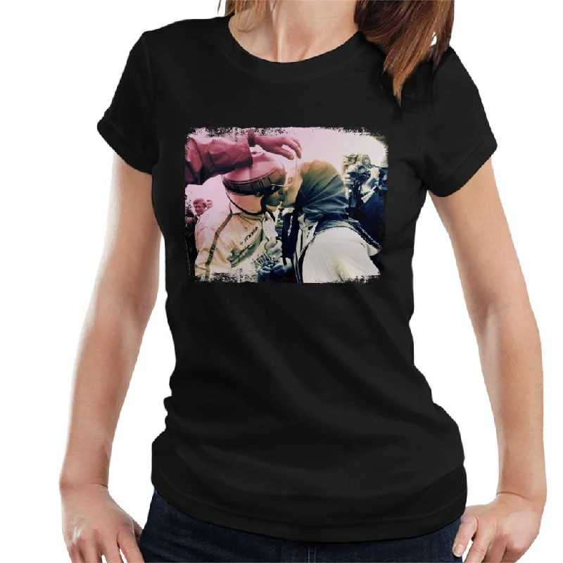 Motorsport Images Jackie & Helen Stewart Dutch GP 1968 Women's T-Shirt-- Zippered Front Buttoned Front Snap Front