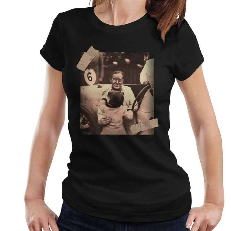 Motorsport Images Malcolm Campbell 1927 Grand Prix Women's T-Shirt-- Hooded Caped Shawl Collar