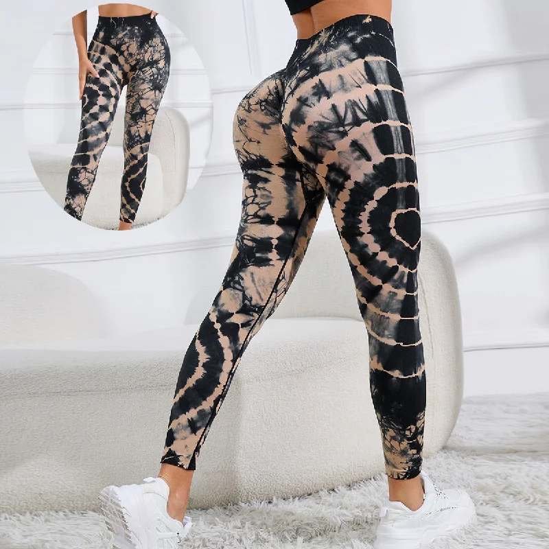 New Tie Dye Printed Yoga Pants Women Seamless High Waist Hip Lifting Fitness Running Sports Leggings Elegant Casual Fit Leggings