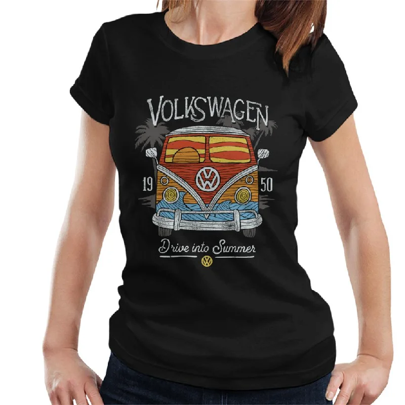 Volkswagen Drive Into Summer Women's T-Shirt-- Collared Crew Neck Turtle Neck