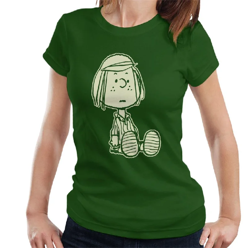 Peanuts Peppermint Patty Glow In Dark Women's T-Shirt-- Boxy Fit Fitted Loose