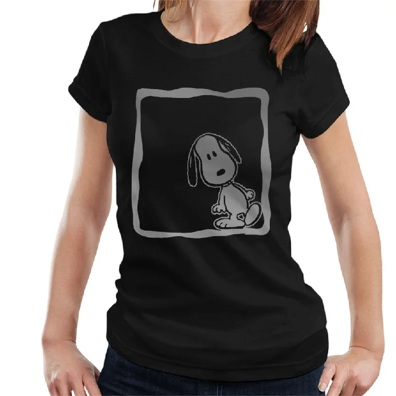 Peanuts Snoopy Frame Lean Reflective Women's T-Shirt-- Wool Fabric Cashmere Fabric Tweed Fabric