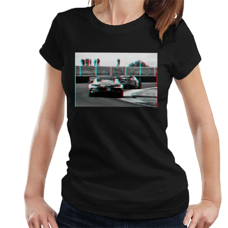 Motorsport Images BMW M8 GTE Costa Sims Farfus Tomczyk Women's T-Shirt-- Polka Dot Checkered Tartan