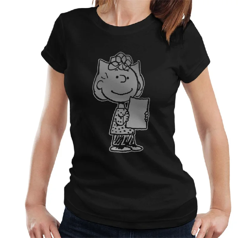 Peanuts Sally Brown Reflective Women's T-Shirt-- Zippered Front Buttoned Front Snap Front