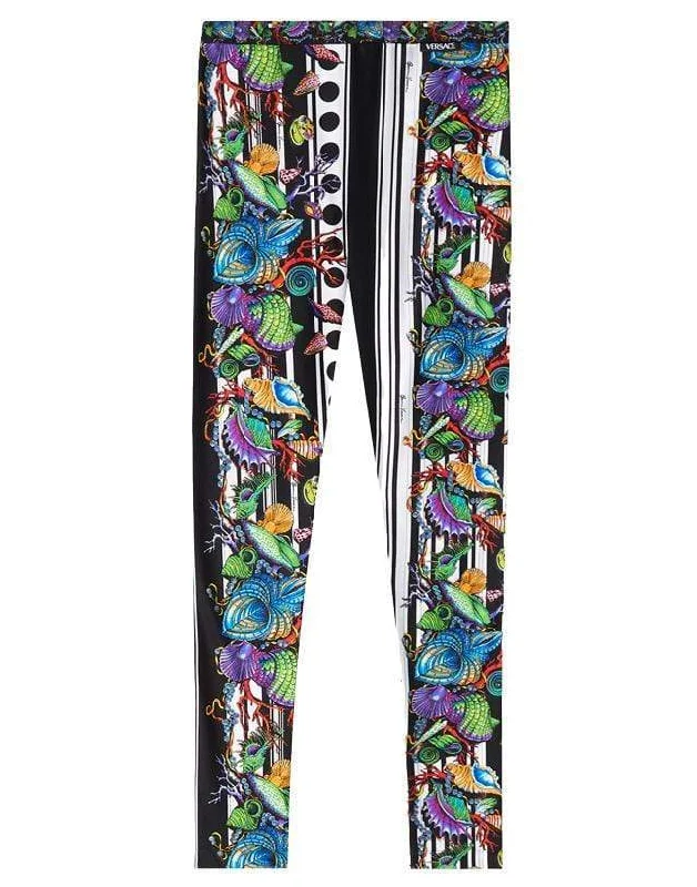 Shells & Striped Leggings Trendy High-Waist Tummy Control Leggings