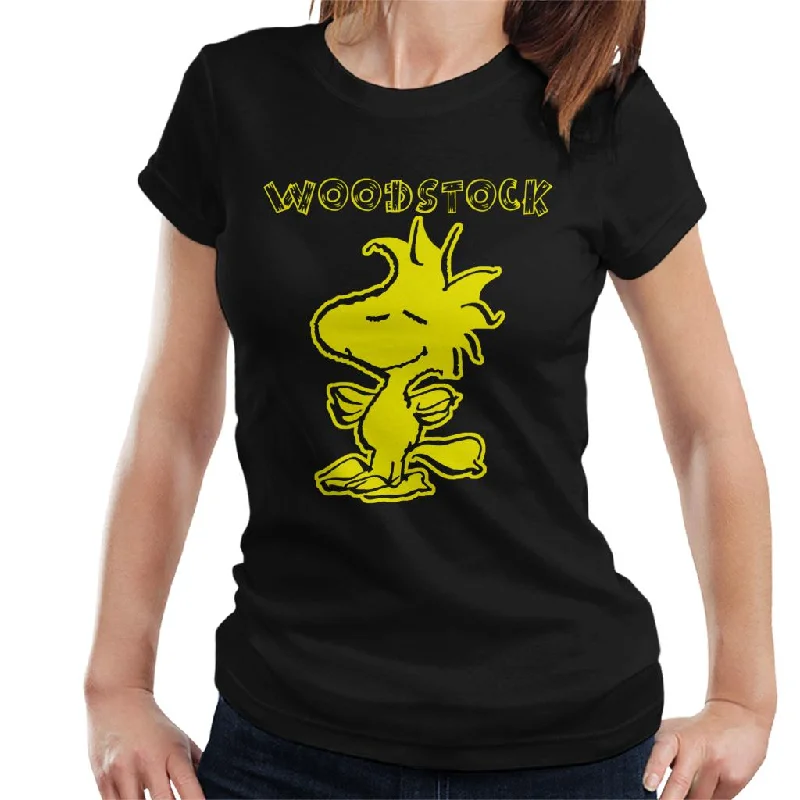 Peanuts I Am Woodstock Neon Women's T-Shirt-- Silk Blend Satin Velvet