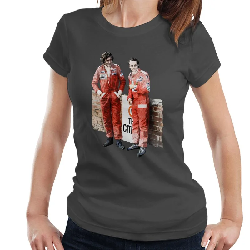 Motorsport Images James Hunt & Niki Lauda South African GP 1976 Women's T-Shirt-- Collared Crew Neck Turtle Neck