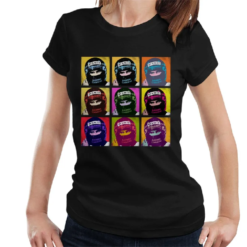 Motorsport Images Damon Hill Portuguese GP Helmet Pop Art Women's T-Shirt-- Fleece Nylon Spandex