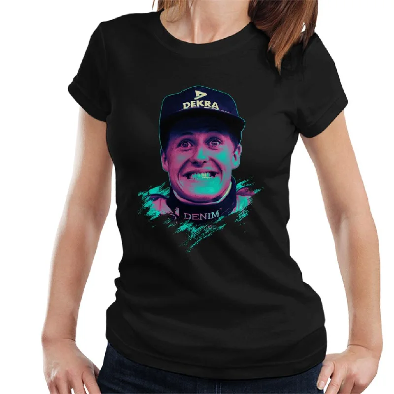 Motorsport Images Michael Schumacher Belgian GP Women's T-Shirt-- Zippered Buttoned Snapped