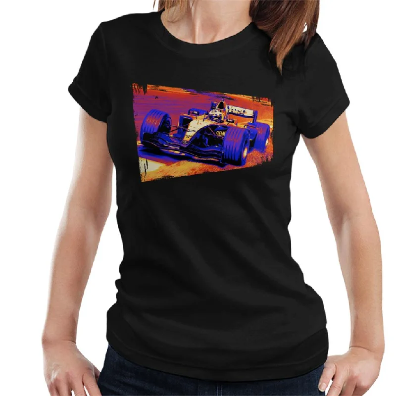 Motorsport Images Coulthard McLaren MP4 19 Final Corner Women's T-Shirt-- Handmade Hand-knitted Hand-woven