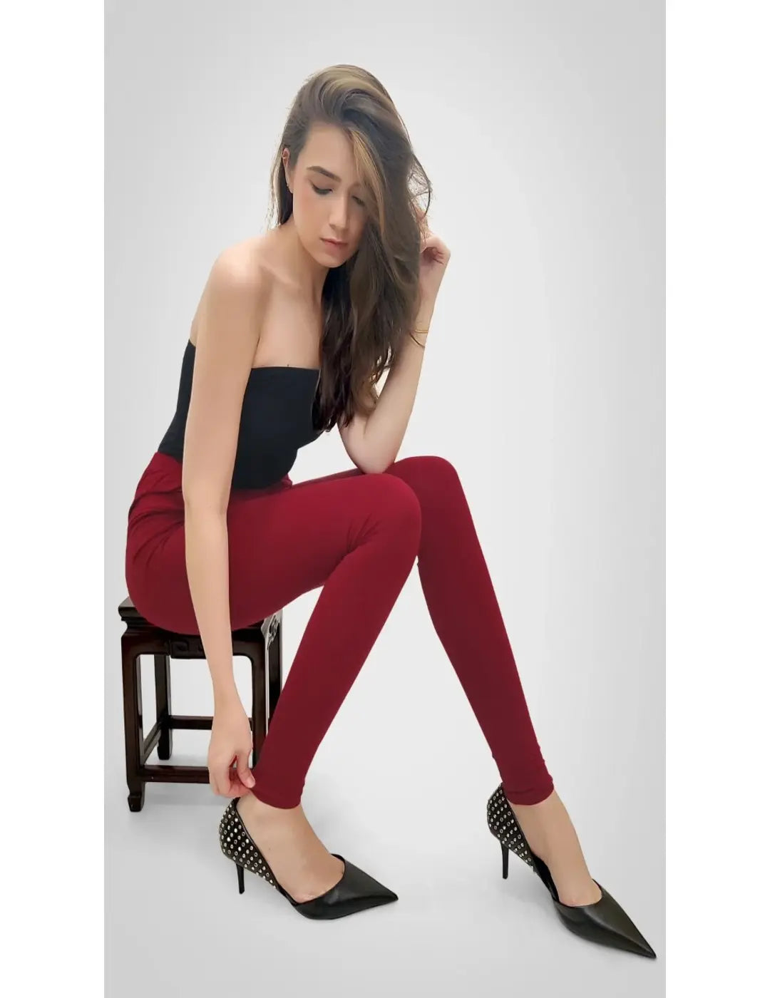 Maroon Churidar Leggings Fashionable Sports Leggings