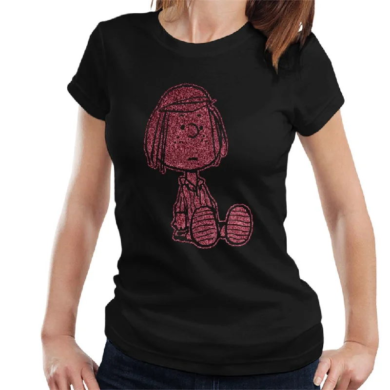 Peanuts Peppermint Patty Glitter Women's T-Shirt-- Plaid T-Shirt Polka Dot Checkered