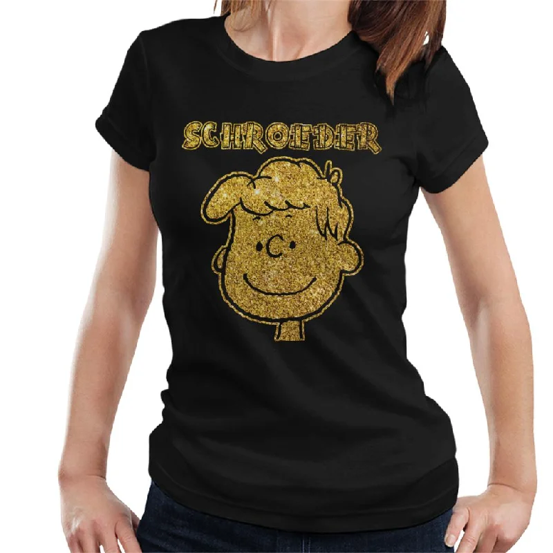 Peanuts I Am Schroeder Glitter Women's T-Shirt-- Polka Dot Checkered Tartan