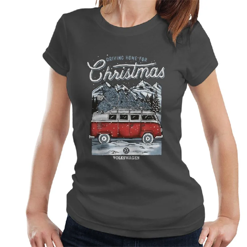 Volkswagen Driving Home Christmas Tree Camper Women's T-Shirt-- Oversized T-Shirt Spandex breathable