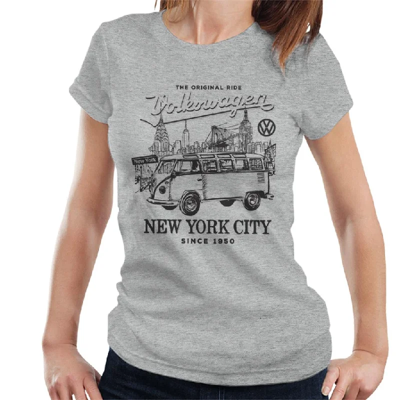 Official Volkswagen Camper New York City Women's T-Shirt-- Jersey Fabric Tulle Fabric Batik Fabric