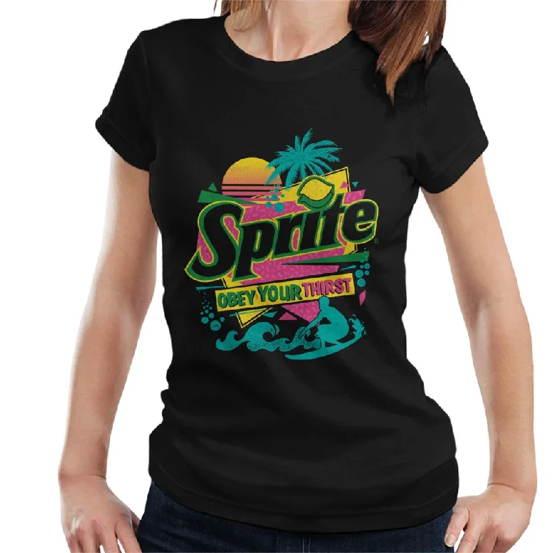 Sprite Retro 90s Beach Obey Your Thirst Women's T-Shirt-- Real Fur Shearling Chenille