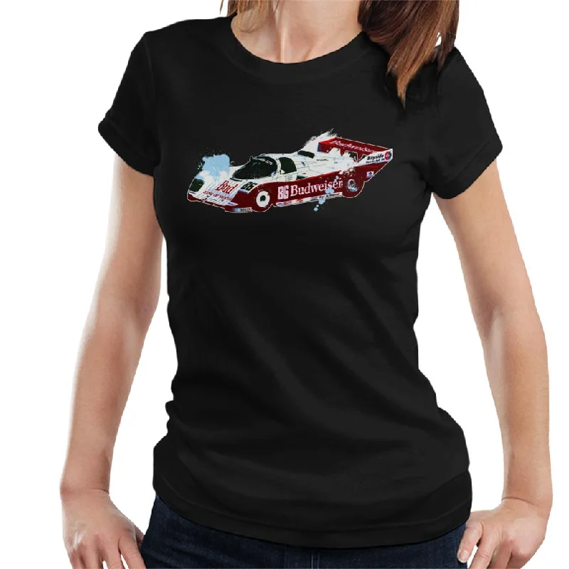 Motorsport Images Jochen Mass 962 IMSA Paint Splatter Women's T-Shirt-- Satin Blend Silk Blend Wool Blend
