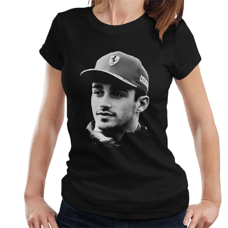 Motorsport Images Charles Leclerc Selfie With Fan Women's T-Shirt-- Zippered Front Buttoned Front Snap Front