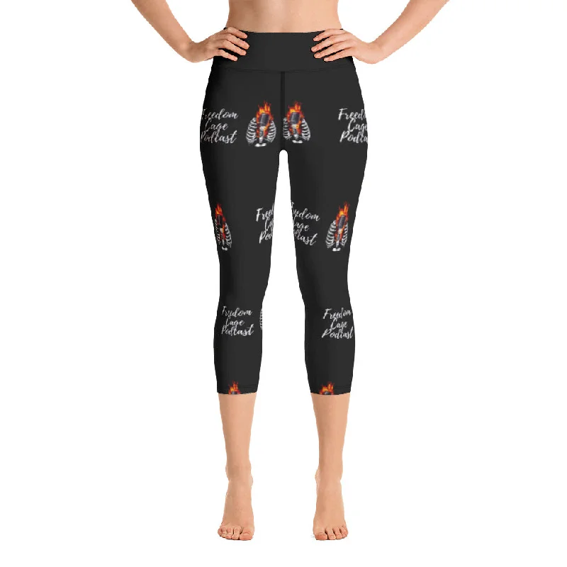 Women's FCP All Over Logo Yoga Capri Leggings Trendy High-Compression Leggings