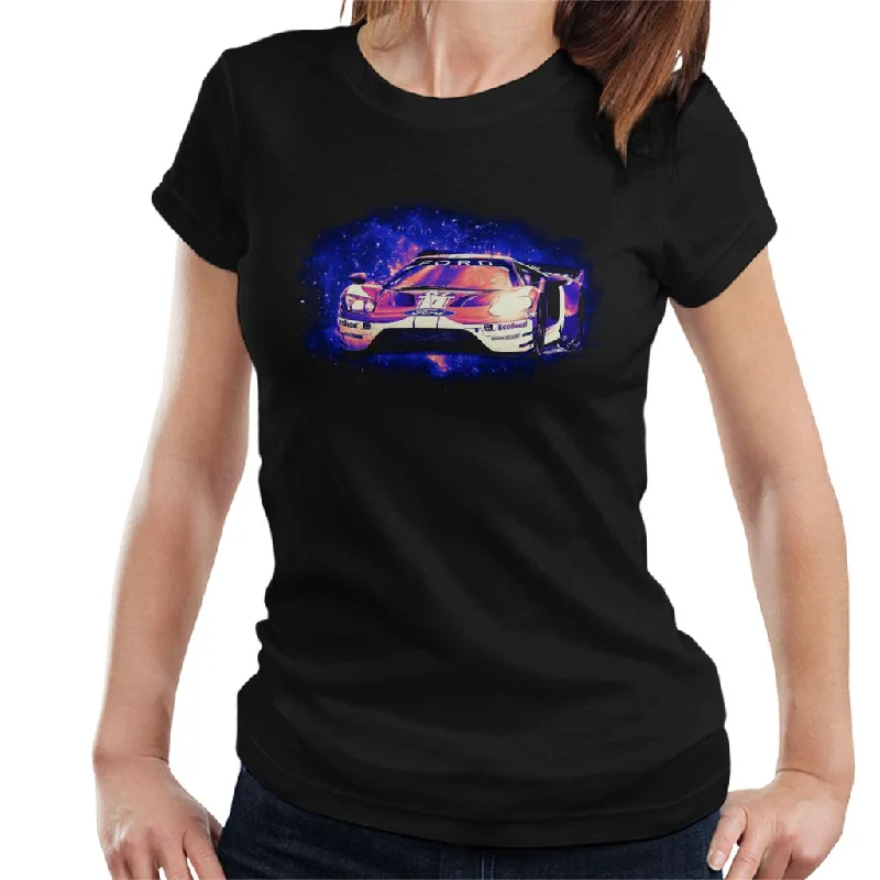 Motorsport Images Ford GT Priaulx Tincknell Bomarito Women's T-Shirt-- Ribbed Striped Patterned