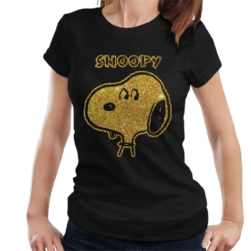 Peanuts I Am Snoopy Glitter Women's T-Shirt-- Zippered Front Buttoned Front Snap Front
