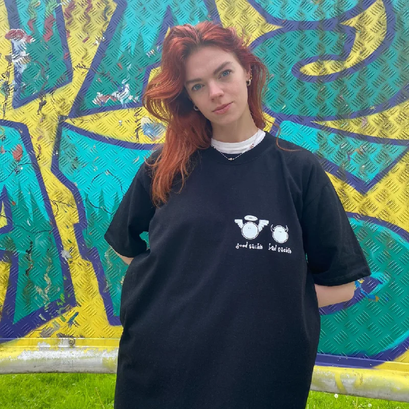 'Tackle' T-Shirt - Black-- Mesh Fabric Canvas Fabric Denim Fabric