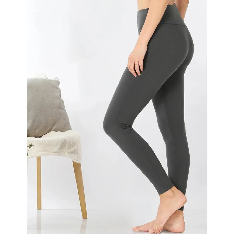 Premium Cotton Shaping Leggings Women's - Ash Grey Comfortable Sports Performance Tights