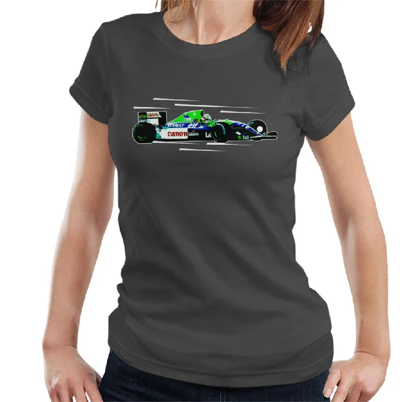 Motorsport Images Nigel Mansell FW14 At Silverstone Women's T-Shirt-- Front Pockets Side Pockets Patch Pockets