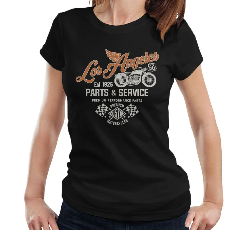 Route 66 Los Angeles Parts & Service Women's T-Shirt-- Wool Fabric Cashmere Fabric Tweed Fabric