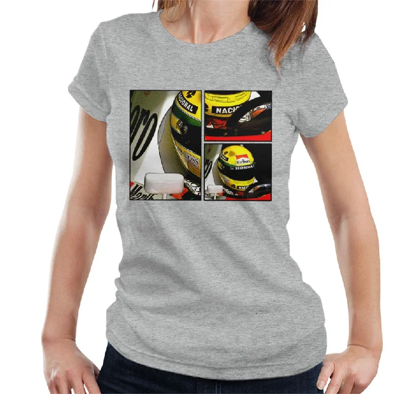 Motorsport Images Ayrton Senna McLaren Circuito Estoril Frame Art Women's T-Shirt-- Hooded Caped Shawl Collar