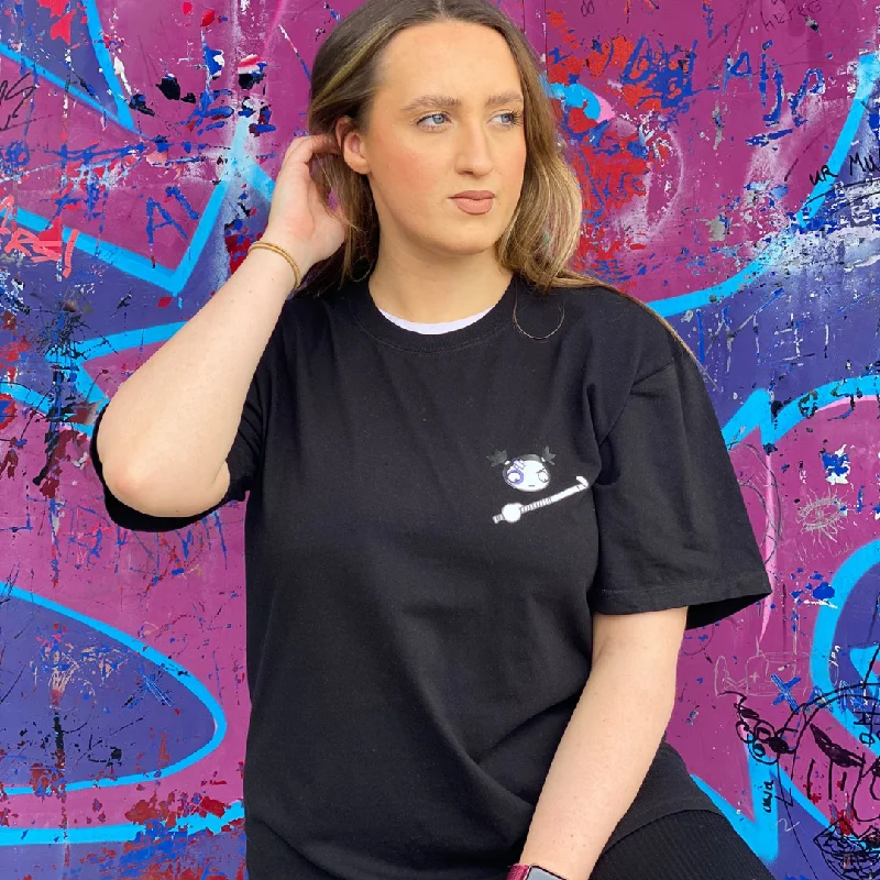 'Hockey Attitude' T-Shirt - Black-- Wool Fabric Cashmere Fabric Tweed Fabric