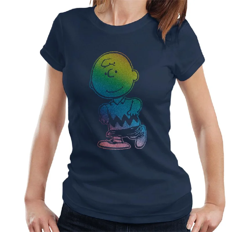 Peanuts Charlie Brown Rainbow Women's T-Shirt-- Fleece Nylon Spandex